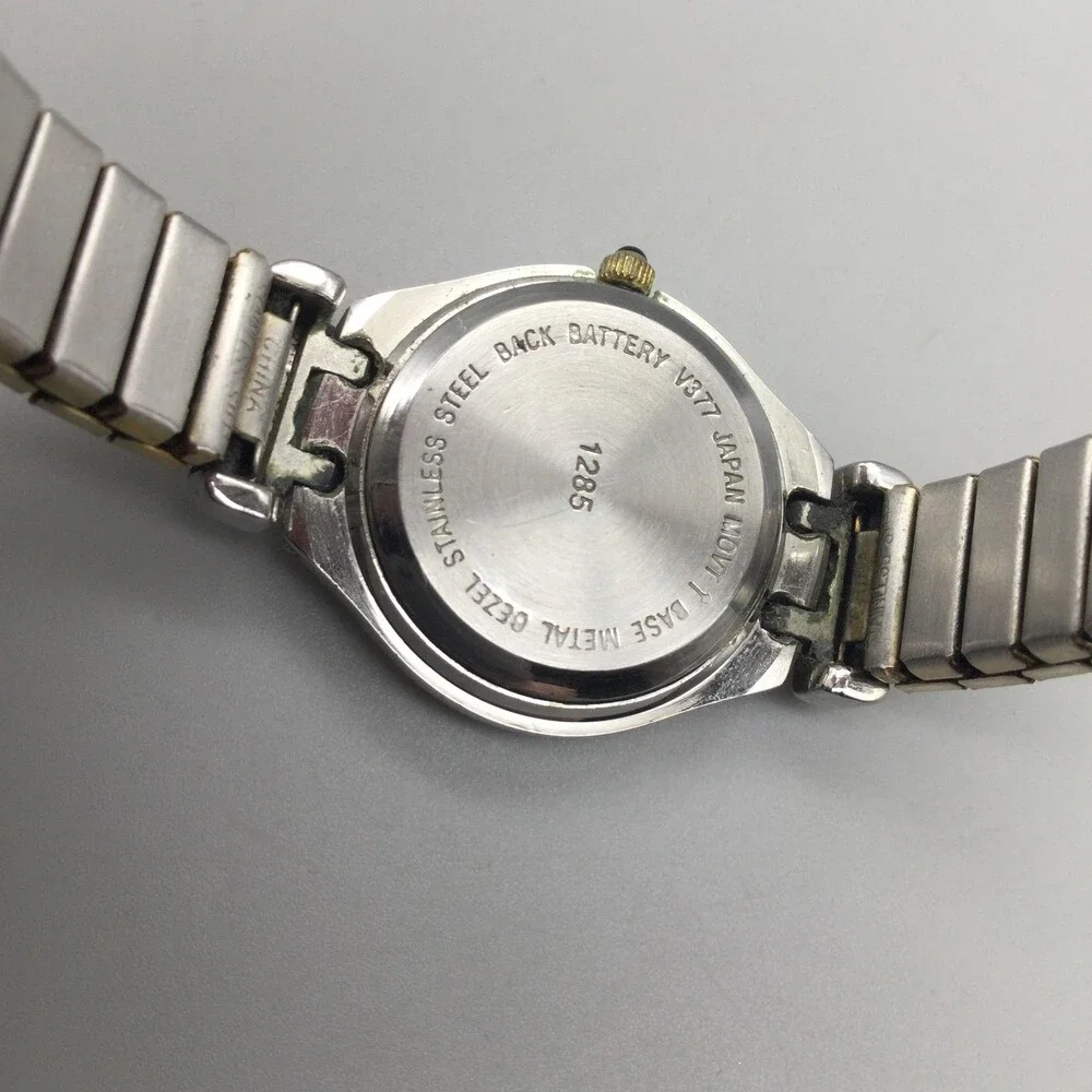 Wrangler Womens Watch 25mm White Dial Two Tone Stretch Band 1285 New Battery